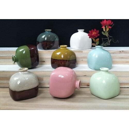 Ceramic Crafts Vases Creative Chinese Home Furnishings Pink Blue Green White Kiln Change Home Decor Flower Pots Decorative