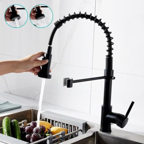 Kitchen Faucet Pull Down Kitchen Tap Sink Single Lever Pull Out Spring Spout Mixers Tap Hot Cold Water Deck Mounted Flexible Tap