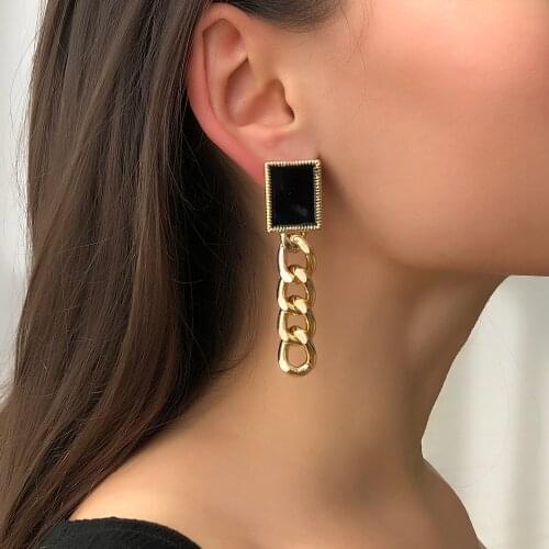 Lalynnly Fashion Chain Pendant Drop Earrings for Women Charm Heart Geometric Dangle Earring Trendy Jewelry Accessories E9490