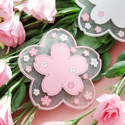 Soft Sakura Cute Coaster Placemat Rubber Dining Table Mat Insulation Non-slip Sakura Coaster Desk Cup Mat kitchen Accessories