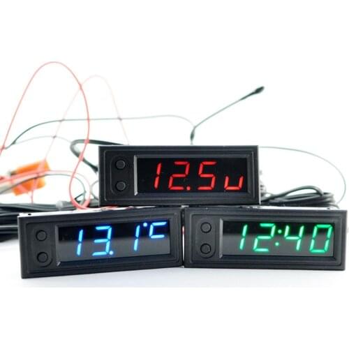 2020 New DIY Multifunction High-precision Clock Inside And Outside Car Temperature Battery Voltage Monitor Panel Meter DC 12V