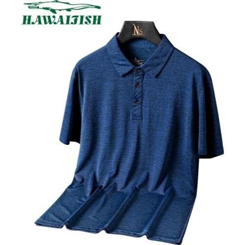 2021 summer new mens short-sleeved POLO shirt middle-aged and elderly mens cotton ice silk lapel T-shirt