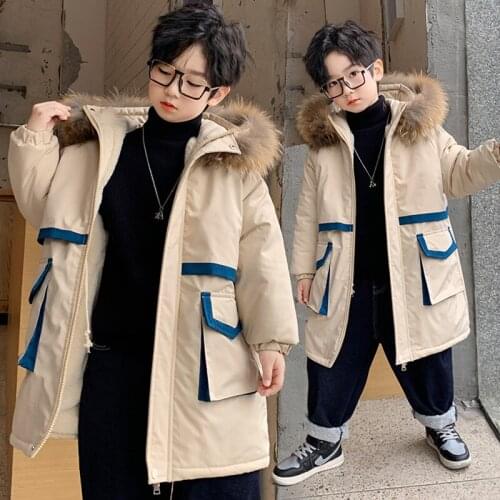 5-14 Years Winter Boys Cotton Parkas Outerwear 2021 New Thicken Warm Children Jacket Hooded Boys Coat Waterproof Teenage Clothes