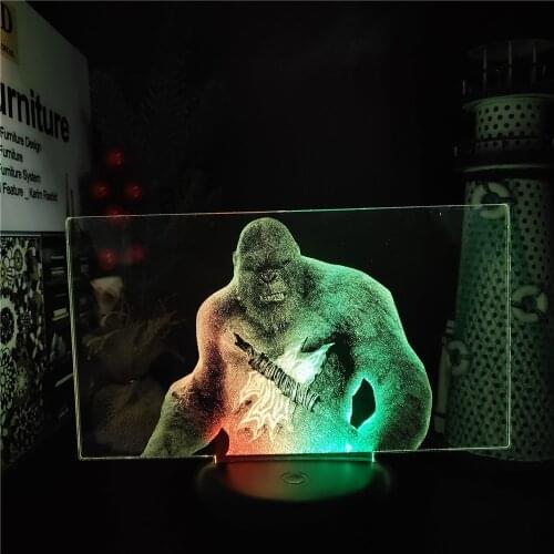 Hot Movie Figure King Kong 3D Illusion Lamp Godzilla LED Night Light for Children Kid Bedroom Decor Animal Night Lamp Manga Gift