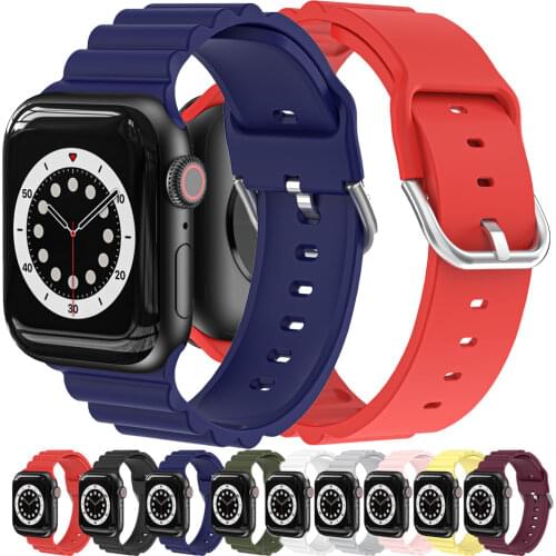 Soft Silicone Sport Strap for Apple Watch 4 5 6 SE 40mm 44mm Compatible Rubber Band for iWatch Series 5 4 3 2 1 38MM 42MM