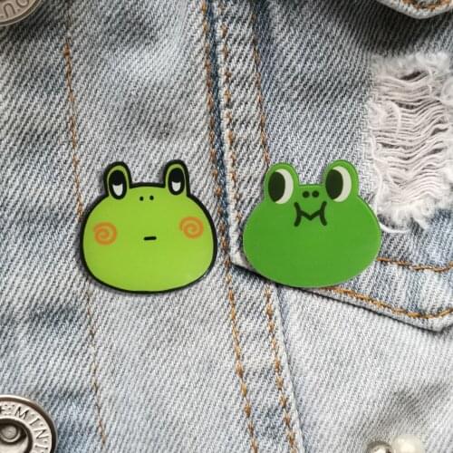 RSHCZY Acrylic Shirt Brooch For Women Cute Animal Pins Cartoon Frog Jewelry Badges Hat Coat Jeans Accessories Scarf Buckle