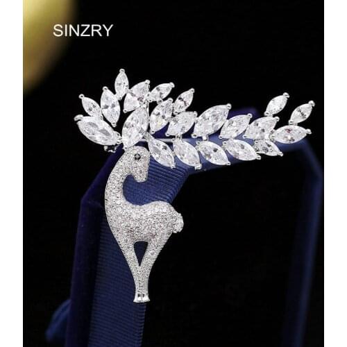 SINZRY Luxury New Cubic zirconia micro paved cute deer dressing brooch pin lady fashionable jewelry accessory