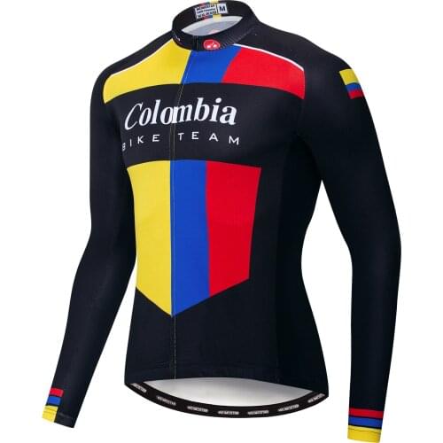Columbia Cycling Jerseys Long Sleeve Bike Bicycle Wear Tops Ropa Ciclismo Jacket Mens Sportwear Green Cycle Jerseys
