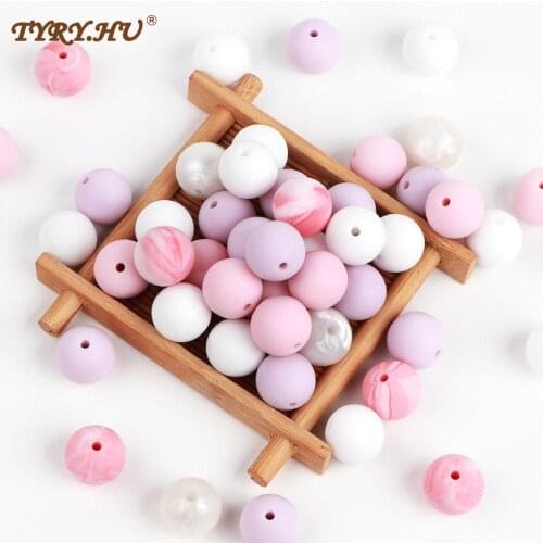 TYRY.HU 20Pcs 12mm Silicone Beads BPA Free Material for DIY Baby Teething Beads Necklace Toy Gift Food Grade Baby Teether