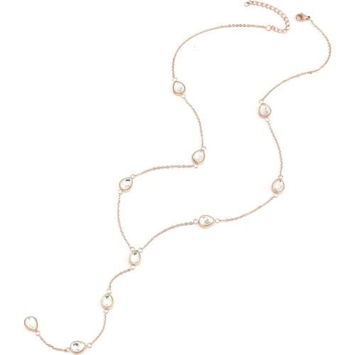 Wholesale Teardrop Y Necklace features ten teardrop-shaped and a dainty chain & zircon Water Drop Charms 10pcs/lot