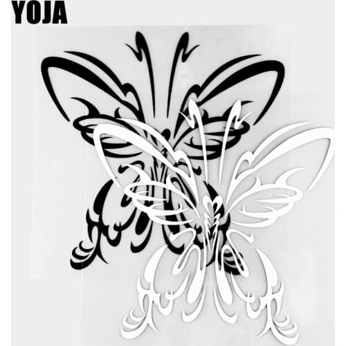 YOJA 18.3×17.9CM Cartoon Animals Vinyl Butterfly Pattern Decal Car Stickers Black/Silver 19C-0351