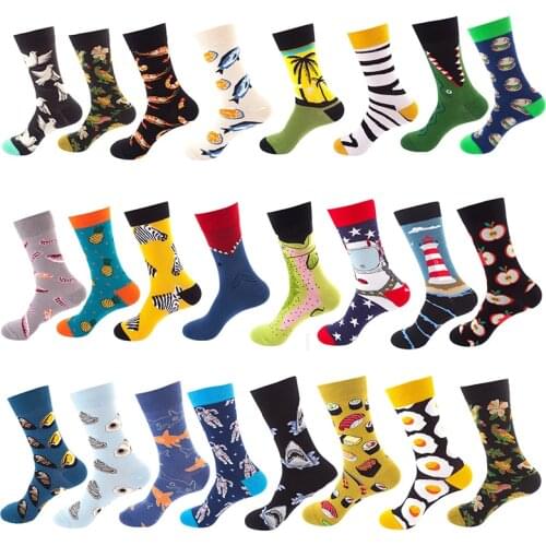 1 Pair Men Women Sports Socks Colorful Crew Socks Cartoon Animal Fruit Socks Novelty Socks Spring Autumn Winter Cycling Socks