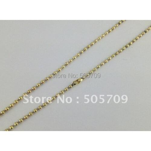 10PCS Gold Color Plate 2mm ball beaded chain necklaces 24" #20943