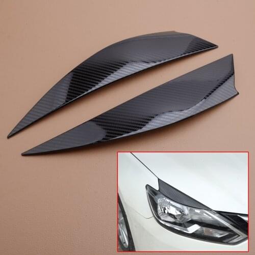 2Pcs/Set Stainless Steel Car Front Headlight Eyebrow Eyelid Cover Trim fit for Nissan Sentra 2016 2017 2018 2019