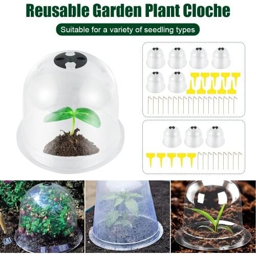 34Pcs Greenhouse Garden Plant Cloche Dome Plant Covers Frost Guard Freeze Protection Nursery Plastic Reusable Transparent