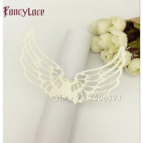 50PCS Towel Buckle Laser Cut Angel Wings Baby Birthday Decorations Napkin Ring for Party Decoration, Wedding Favors, Table Decor