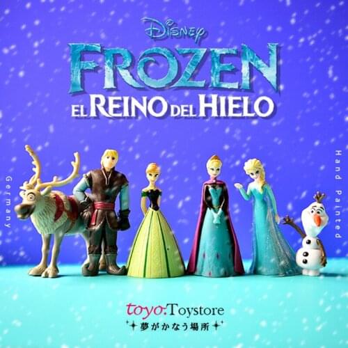 6PCS/set 4.5-7cm Disney ice and snow adventure Aisha Anna Olaf milu deer Christopher doll doll array model cake decoration