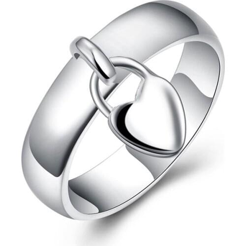 925 Sterling Silver Heart Lock Ring Classic For Women Fashion Wedding Engagement Party Gift Charm Jewelry Gift
