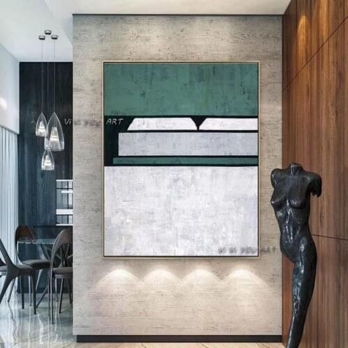 Abstract Oil Painting Handmade Large Canvas Wall Art For Living Room Office Minimalist Green Expressionism Modern Decoration