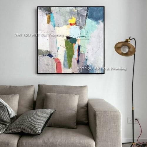 Abstract Warm Color Canvas Painting Red Blue Posters High Quality Handmade Wall Art Pictures Living Room Fashion Nordic Decor