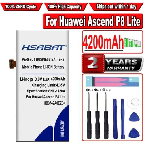 HSABAT 3900mAh Battery Use for Huawei Ascend P8 Lite HB3742A0EZC+ Battery for huawei P8 Lite