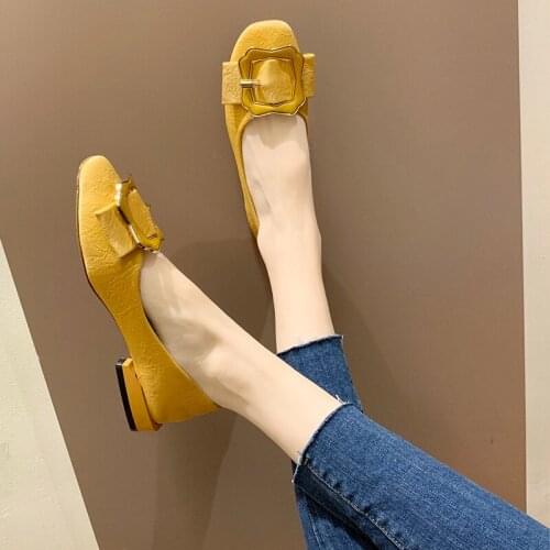 2020 loafers ballet shoes women comfortable square head solid color bright casual fashion flat shoes women non-slip shoes U19-26