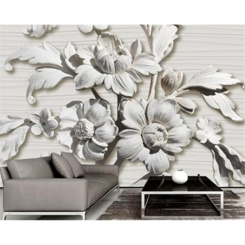 Beibehang Exquisitely customized modern simple European 3d stereo plaster sculpture background wall decorative relief mural