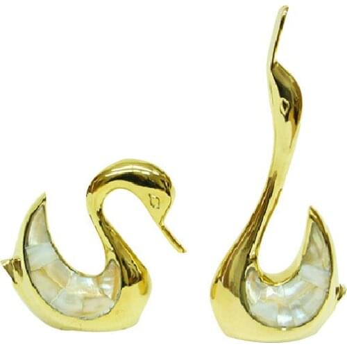 Trinket Ducks Set of 2 Pearlescent Brass Miniature Gift Ornament High Quality Durable Material Decorative Elegant Handmade