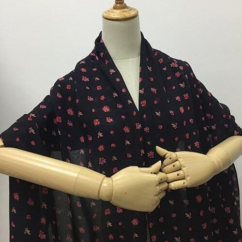 Floral print on black 100% pure silk georgette gauze fabric for dress and skirt,SCG724