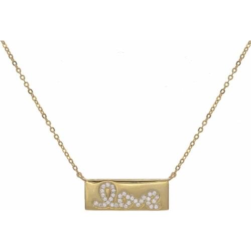 CZ love Letter necklace 100% 925 sterling silver lover gift for valentines day simple bar plate pendant classic jewelry