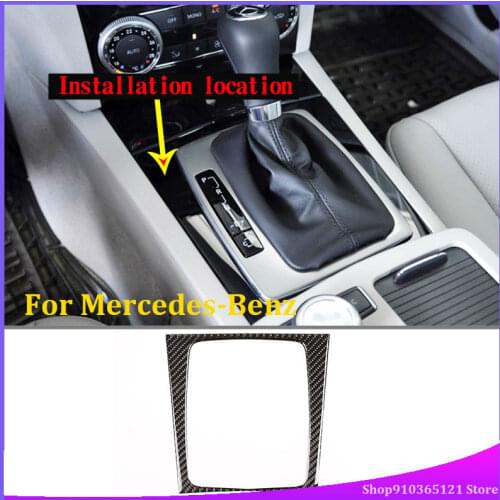 For Mercedes-Benz C-Class 2005-2012 Gear Position Panel Real Carbon Fiber Car Interior Modification Parts (Left Titanium)
