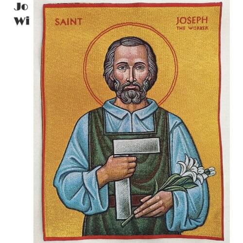 2021 Saint Joseph Tapestry Artificial Silk Painting DIY Embroidery Home Decoration Gift Religious Orthodox Catholic Christian