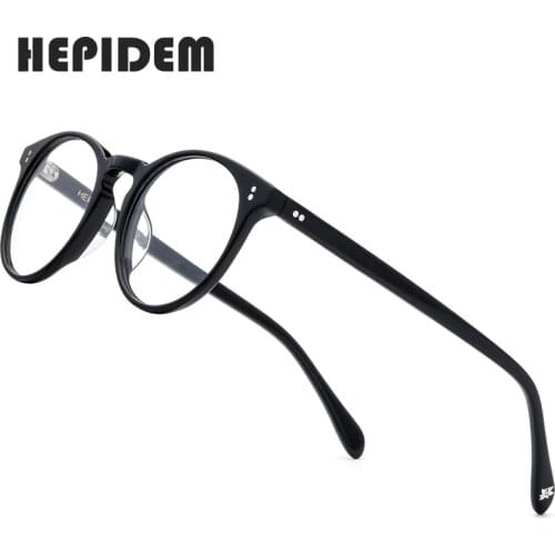 HEPIDEM Acetate Optical Glasses Frame Women 2020 New Vintage Round Eyeglasses Men Myopia Prescription Spectacles Eyewear 9113