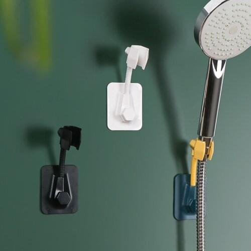 Adhesive Bathroom Accessories Wall Mounted Movable Shower Head Bracket Holder For Hand Held Showerheads Suction Adjustable Rack