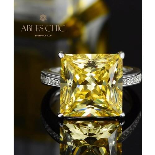 Sterling Silver Solitaire Lab Yellow Beryl Wedding Ring Iconic 5A Zircon Topaz Gemstone Bridal Engagement Rings S2R1S2R0351