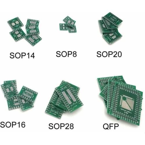 30PCS PCB Board Kit SMD Turn To DIP Adapter Converter Plate FQFP 32 44 64 80 100 HTQFP QFN48 SOP SSOP TSSOP 8 16 24 28
