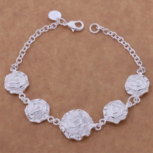 Beautiful fashion Silver plated charm Bracelet Gorgeous jewelry Five roses /awsajnza cjealala AH033