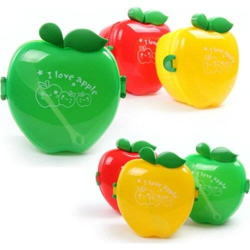 Kitchen Tableware PP Plastic Color Cartoon Apple Children Double-deck Portable Microwave Sushi Lunch Box Snack Boxes With Spoon
