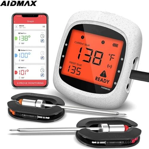 AidMax PRO05 Kitchen Cooking Appliance Digital Wireless Smokehouse Thermometer For Meat Liquid Food Grill Fry Dessert With Alarm