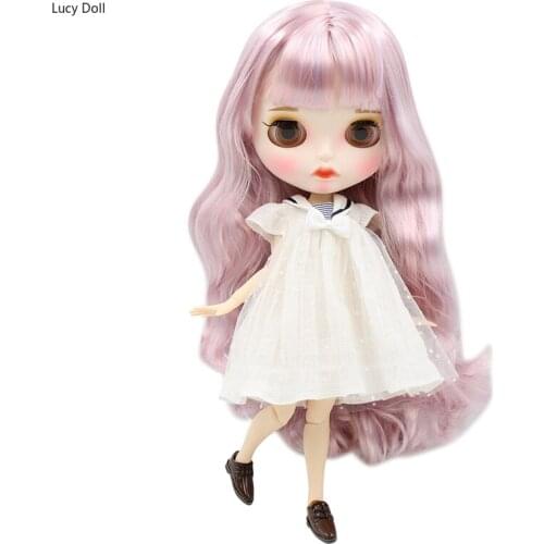 ICY Factory Blythee Doll 1/6 Bjd Doll White Skin Joint Body New Matte Face Carved Lips With Eyebrow Customized Face, 30cm Doll