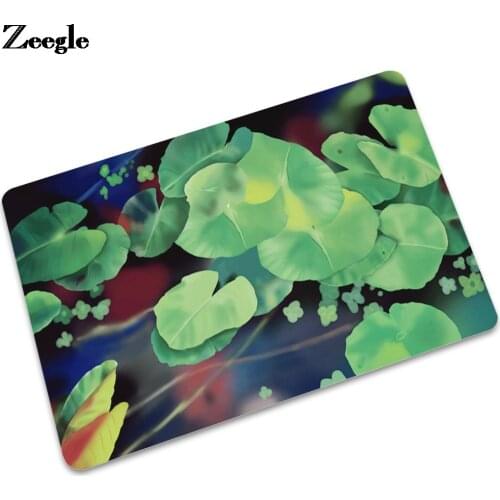 Summer Lotus Printing aterproof Entrance Door Mat for Child and Living Room Anti-slip Rubber Floor Carpet Durable Carpet Rug