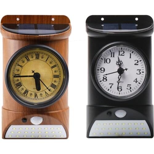 M4YD Solar Motion Sensor Lights with Wall Clock Outdoor Waterproof LED Security Outdoor Lights for House Garden Driveway Yard
