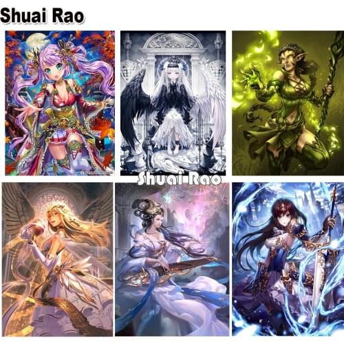 Anime Fairy diamond painting cross stitch,Diamond embroidery home wall decor inlaid Full square Round Drill Kit mosaic Girl Art