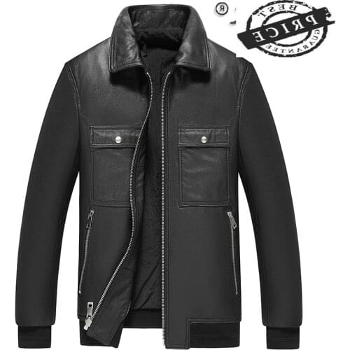 Genuine Leather 2021 Jacket Men 100% Cow Coat Casual Mens Leather Jackets and Coats Spring Autumn Chaquetas Hombre LW5aaa