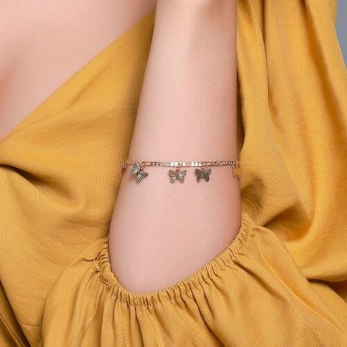 New Women Bracelet Butterfly Bracelets Girlfriends 2 Colors Bangles Ladies Jewellery Hand Made Couples Trendy Zinc Alloy Gift