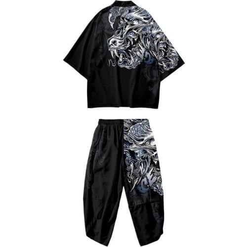 New Fashion Brand Fashion Stand Collar Seven-point Sleeve Cardigan Printed Dragon Element National Tide Style Thin Road Robe