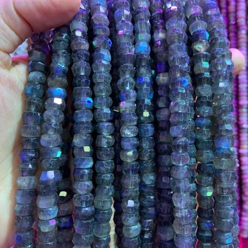 4x8mm Natural Faceted Labradorite 15'' Faceted Rondelle DIY Stone Loose Beads For Jewelry Making Beads Women Bracelet Necklace