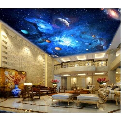 Custom photo background 3d ceiling murals wallpaper Cosmic space galaxy nebula starry sky living room wallpaper for walls 3d