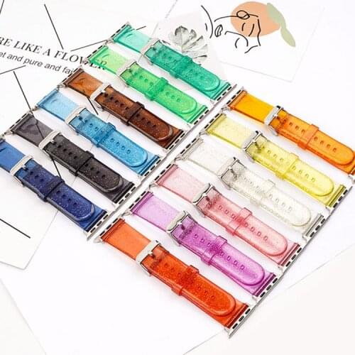 Transparent Glitter Strap for Apple Watch iwatch 6 5 4 3 2 1 SE 38mm 42mm 40mm 44mm Men Women Colorful Soft TPU Replacement Band
