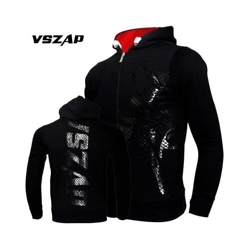 VSZAP Fitness Sweatshirt MUAY THAI Broadcasting Hoodie Muay Thai Fighting Fitness Lotus Printed MMA Zipper Jacket